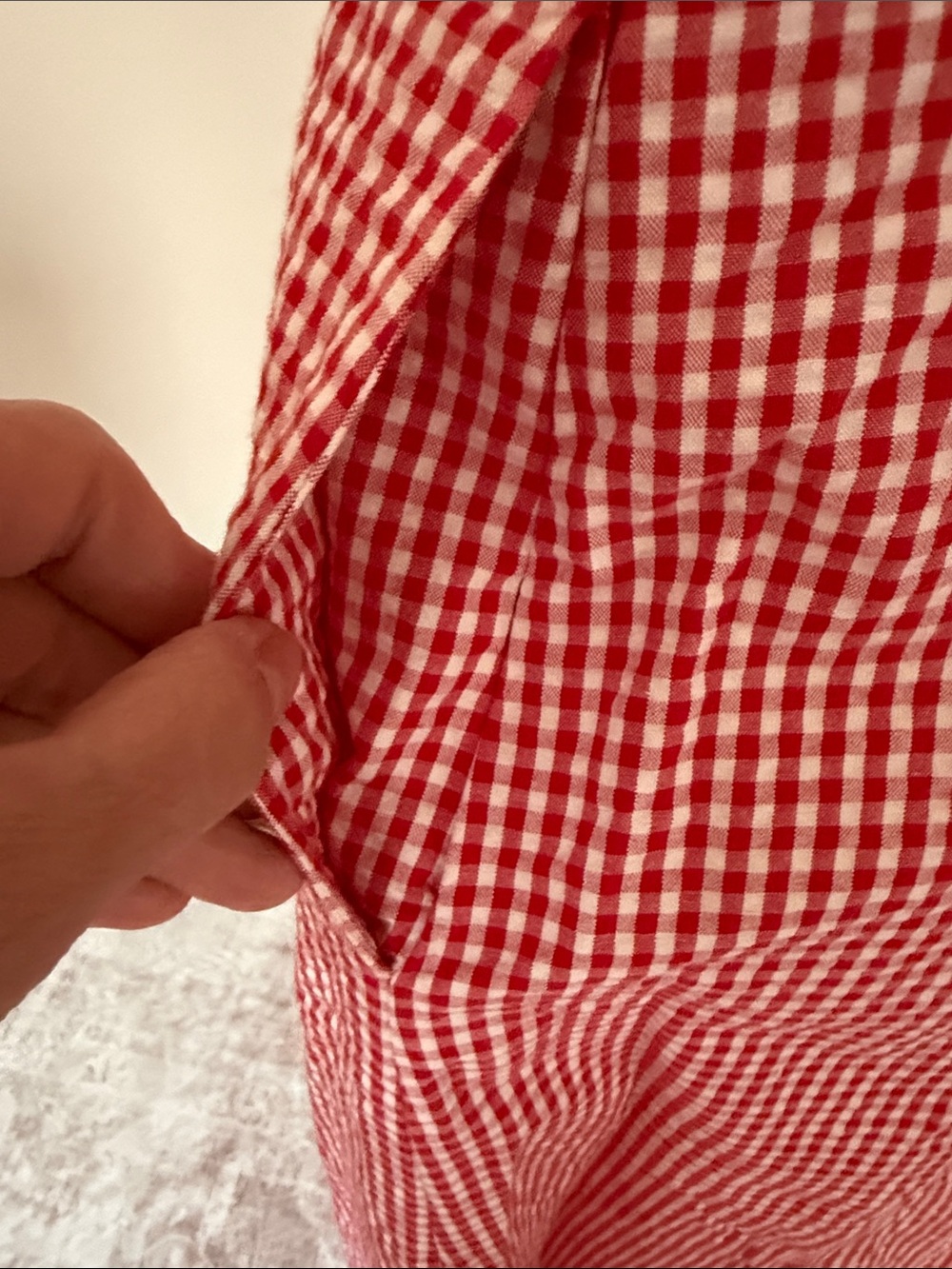 Rachel Zoe Red Gingham Midi Dress with Front Button Detail - Picture 5 of 7
